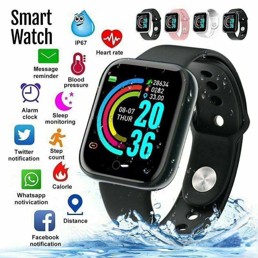 Reloj inteligente Y68 para hombre y mujer, pulsera de Fitness para