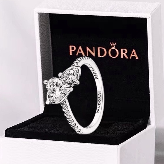 Anillo Original Pandora Femenino 925 Plata Brillante De Coraz n