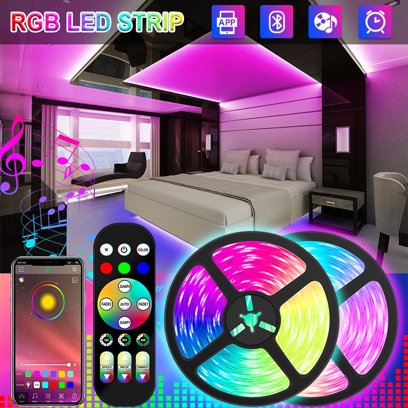Comprar Tira de luces LED USB Bluetooth 5050RGB, cinta de lámpara LED RGB  de 5V, luz Flexible para decoración de habitación, cinta de diodo de  retroiluminación de TV
