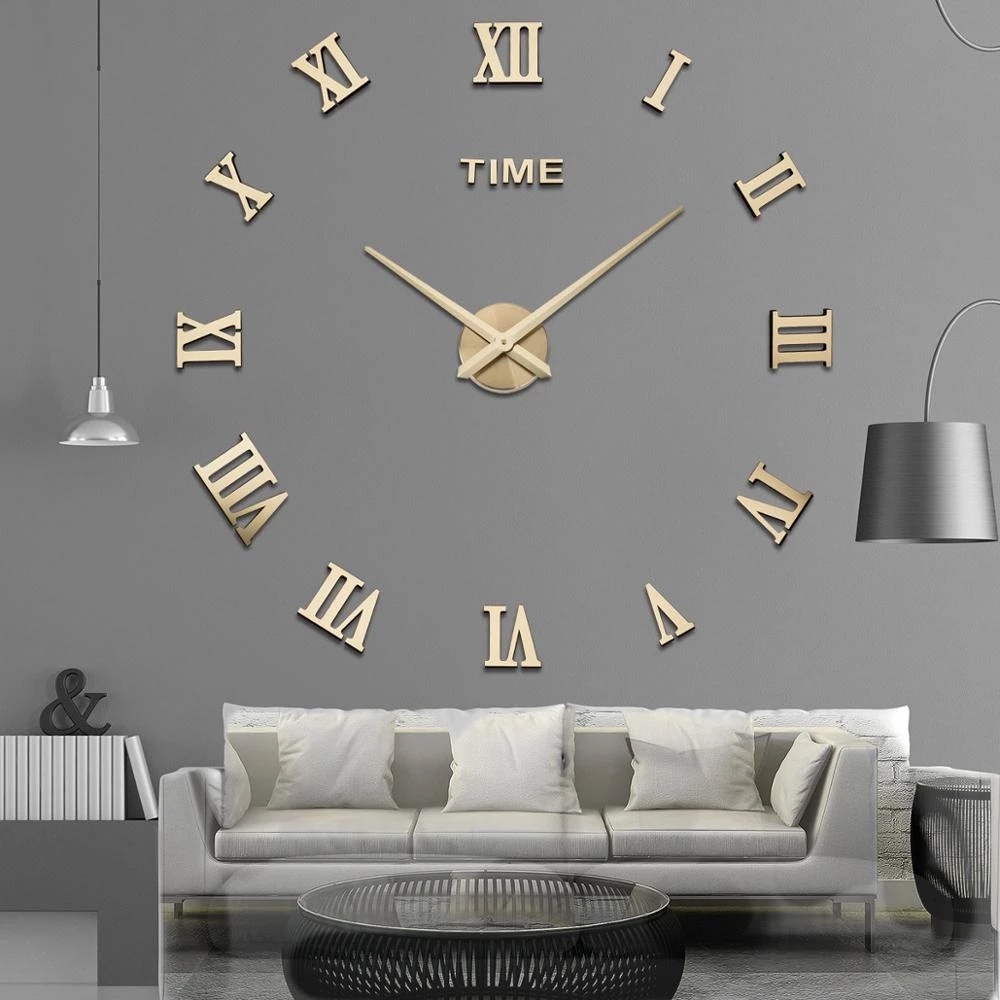 Reloj De Pared Gigante Para Decoración Del Hogar, Diseño Moderno Simple,  Efecto Espejo 3d, Pegatina Con Números Grandes De Arabia, Bricolaje - Relojes  De Pared - AliExpress