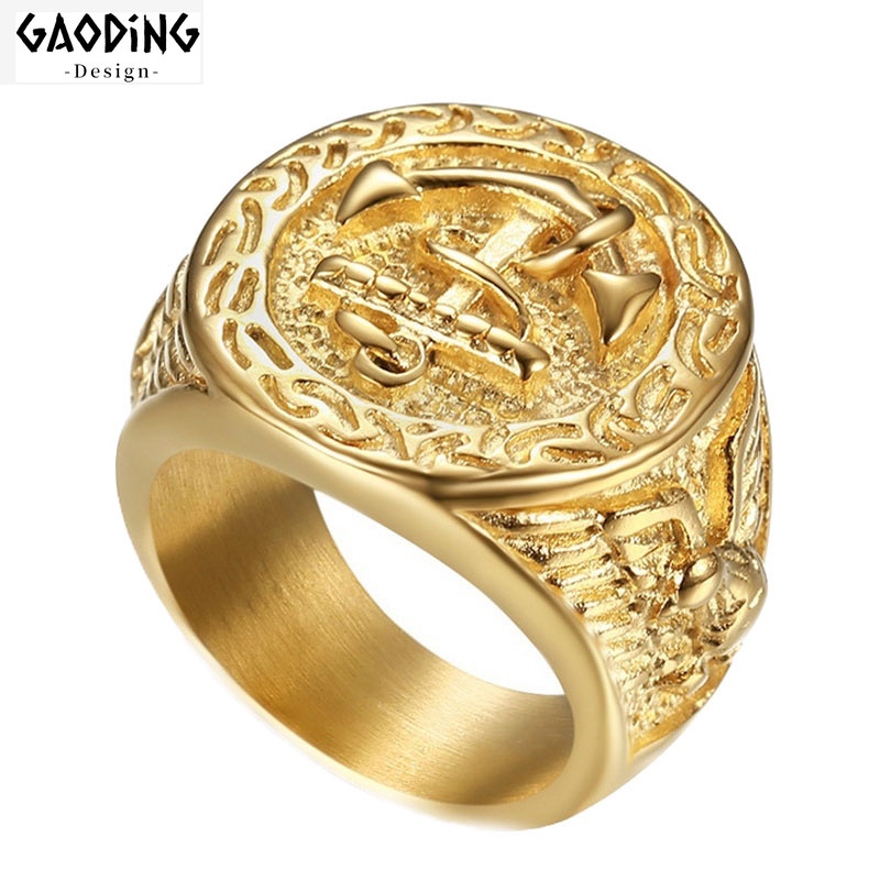 Anillos Chapados En Oro De Lujo Redondos De Metal Para Hombre Hip