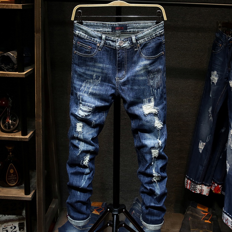 Jeans Hombres Moda Nueva Tendencia Beggar Agujero Estilo Coreano