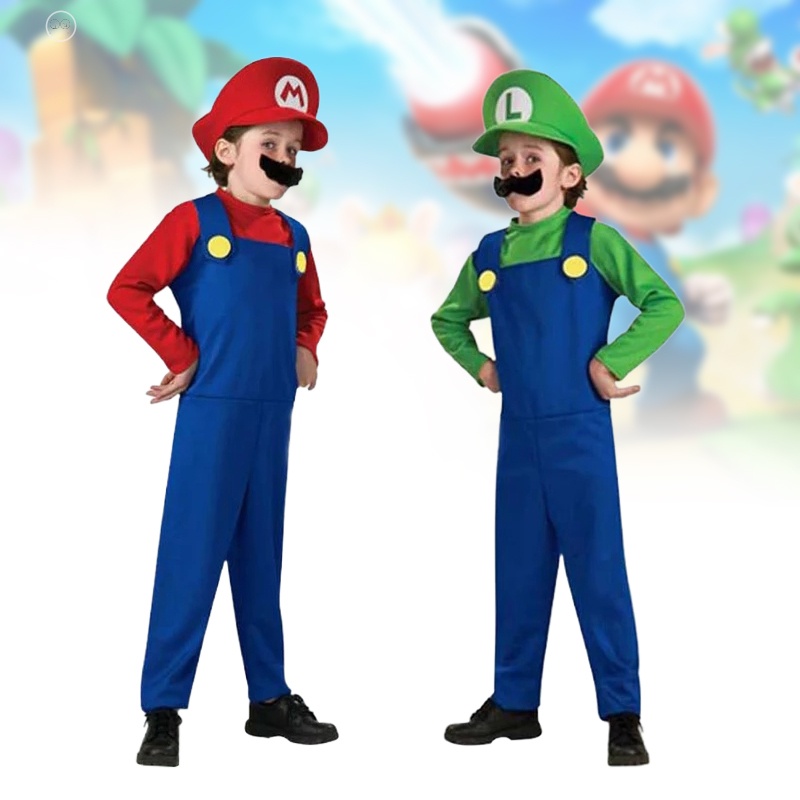 Super Mario Bros . Disfraz Para Niños Juego De Rol Figura De Una Pieza Con  Set Para Halloween Cosplay