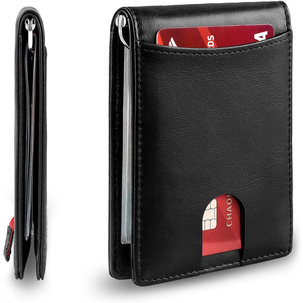 Billeteras Hombre Tarjetero Slim con Pinza para Billetes Bloqueo