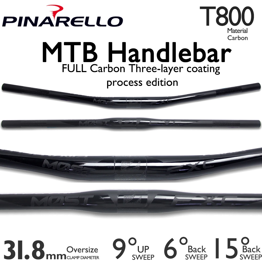 Manillares de bicicleta de montaña, manillar MTB, manillar de fibra de  carbono 31.8, negro 3K brillante 26.772 in de bicicleta de montaña,  manillar