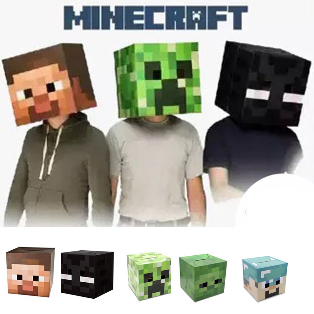 Good0312 】 Minecraft Caja De La Cabeza De Cartón Steve Creeper Enderman  Máscara Cosplay Costume | Shopee Colombia