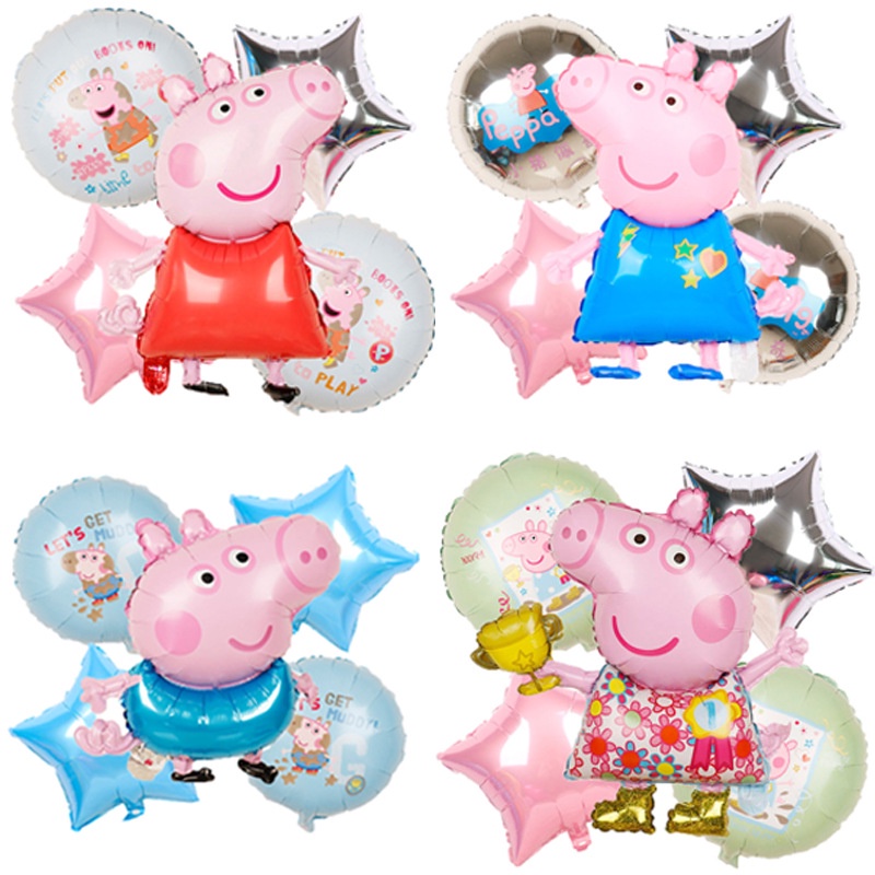 Globos de papel de aluminio de Peppa Pig, juguetes de dibujos animados de  George, adornos de