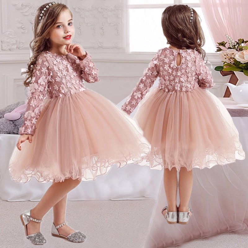 Flor Princesa Vestido Para Ni as Invierno Manga Larga Fiesta Tut Disfraz De Navidad Ni os 2 7 A o Ropa Casual