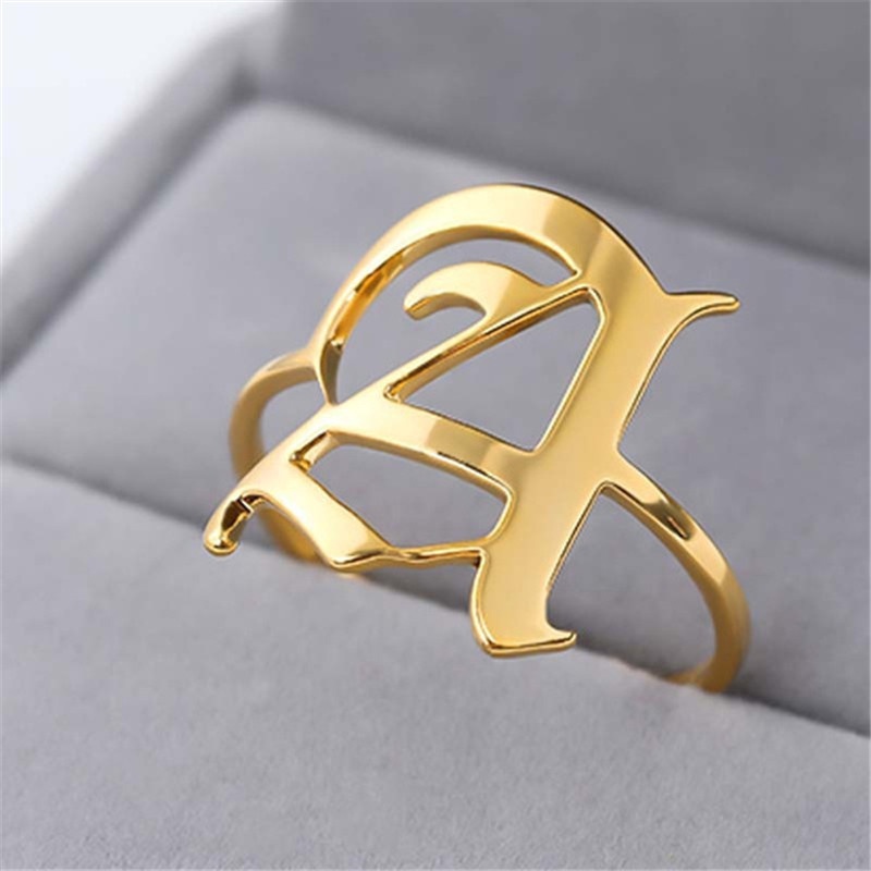 Anillo De Oro De 18 Quilates Letra Inicial A Z Para Mujeres