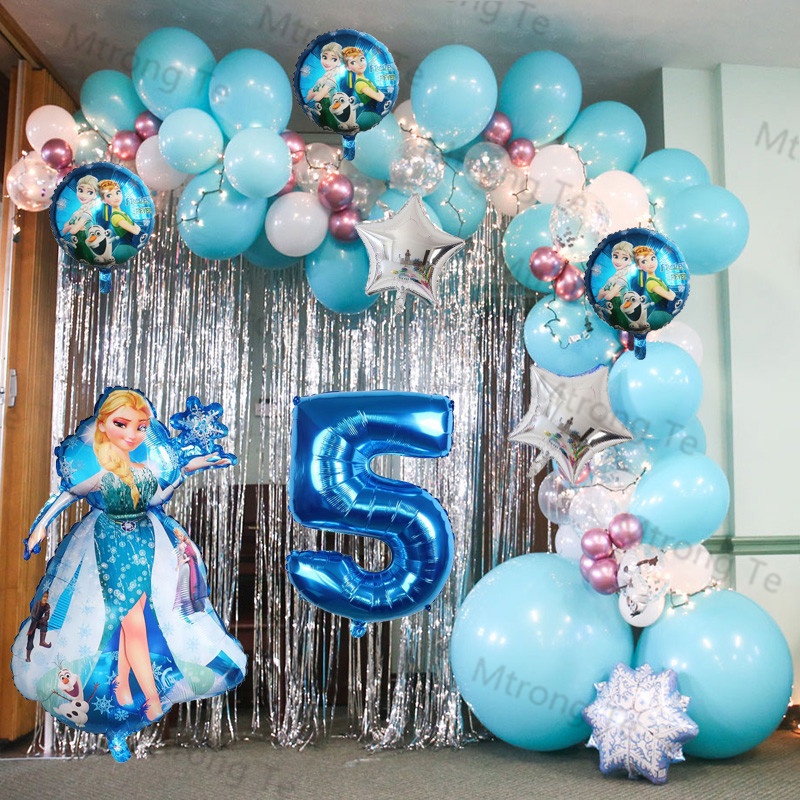 Combo Cumpleaños Globos Frozen Elsa Princesa Temática Deco