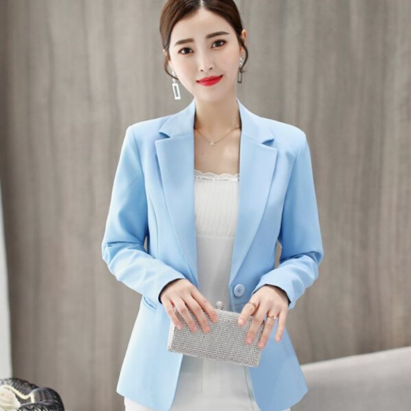 Blazer De Chica De Oficina Trabajo Azul Claro Shopee Colombia