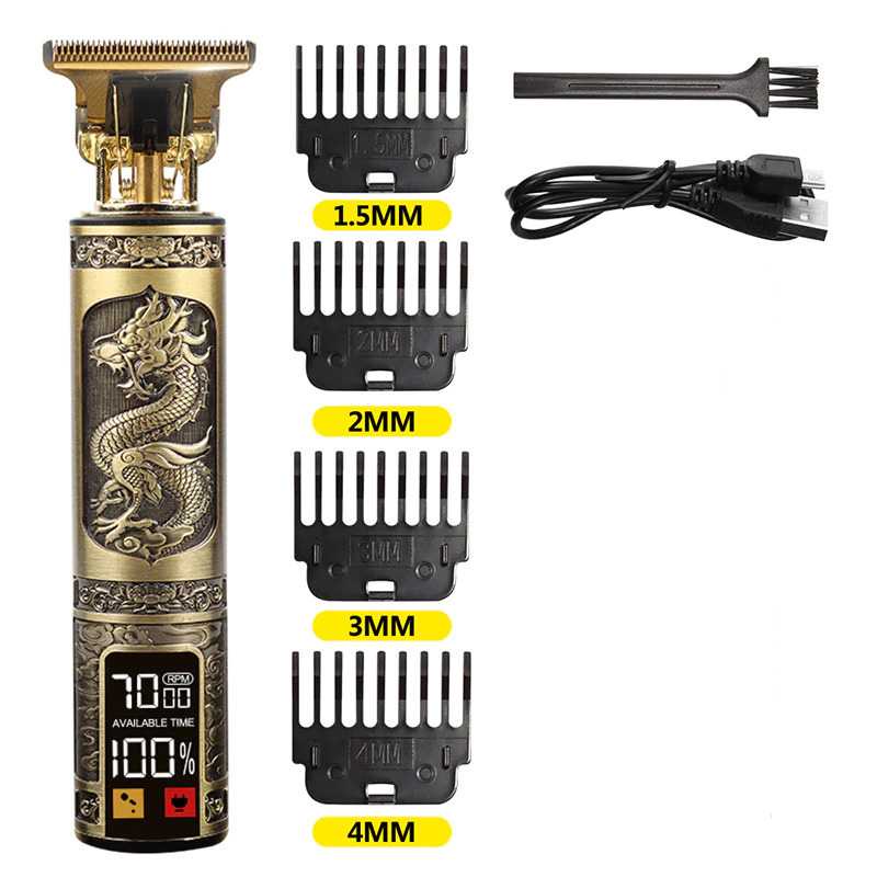 Comprar Cortadora de pelo eléctrica T9 Vintage para hombre, afeitadora  profesional, afeitadora recargable para peluquero, dragón y Buda