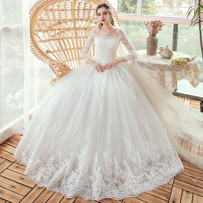 Vestidos de novia estilo princesa manga larga hot sale