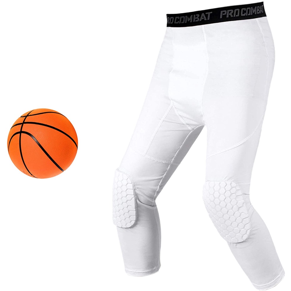 Pantalones de baloncesto para hombre y niño con rodilleras, mallas de  compresión 3/4, secado rápido, leggings de entrenamiento atlético