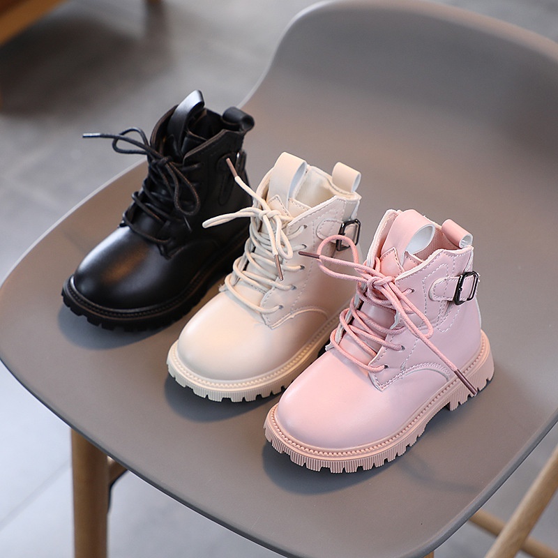 Otoño Zapatos Infantiles Niños Martin Botas De Moda Niñas Estilo Cortas  Negro Para