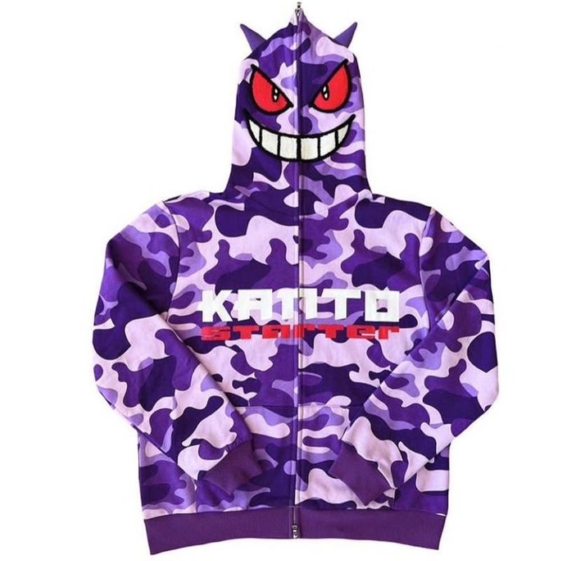 Pokemon Gengar Y2k Streetwear Vintage Zip Up Demon Sudaderas