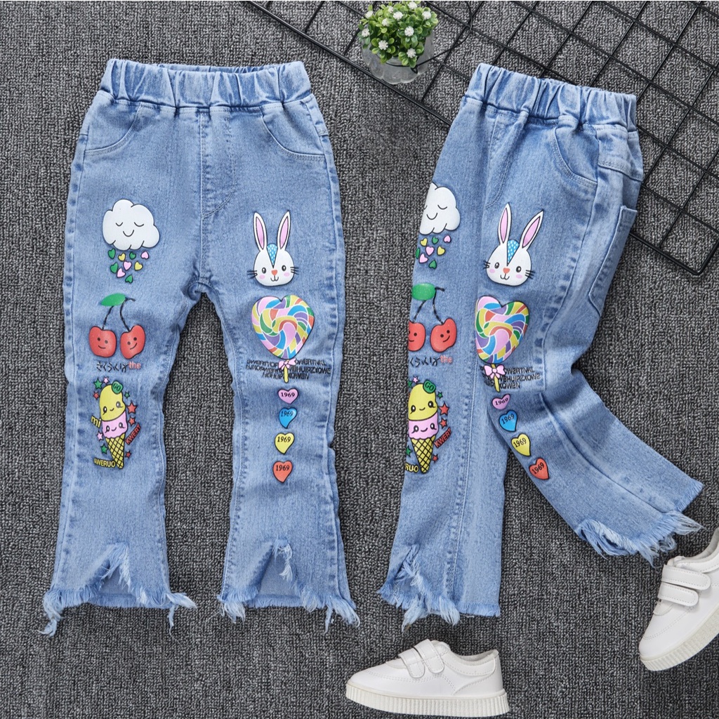 Jeans Acampanados De Moda Para Niñas, Pantalones Acampanados De Mezclilla  De Verano Para Niños