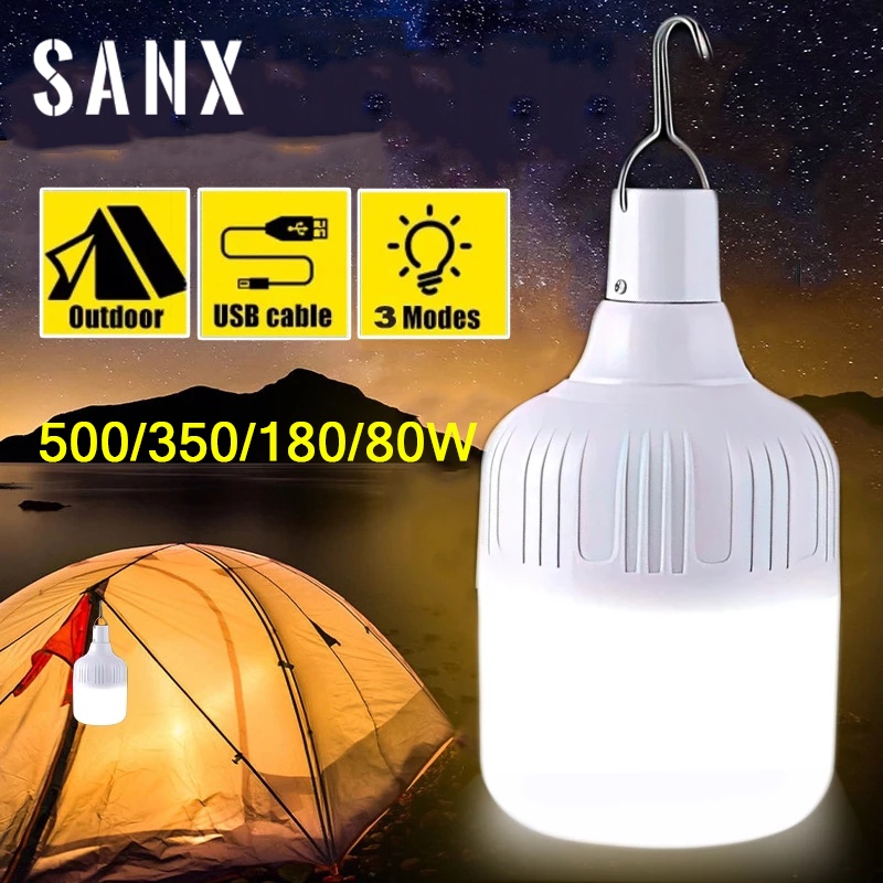 Comprar Bombilla LED recargable por USB, 80W, para acampar al aire