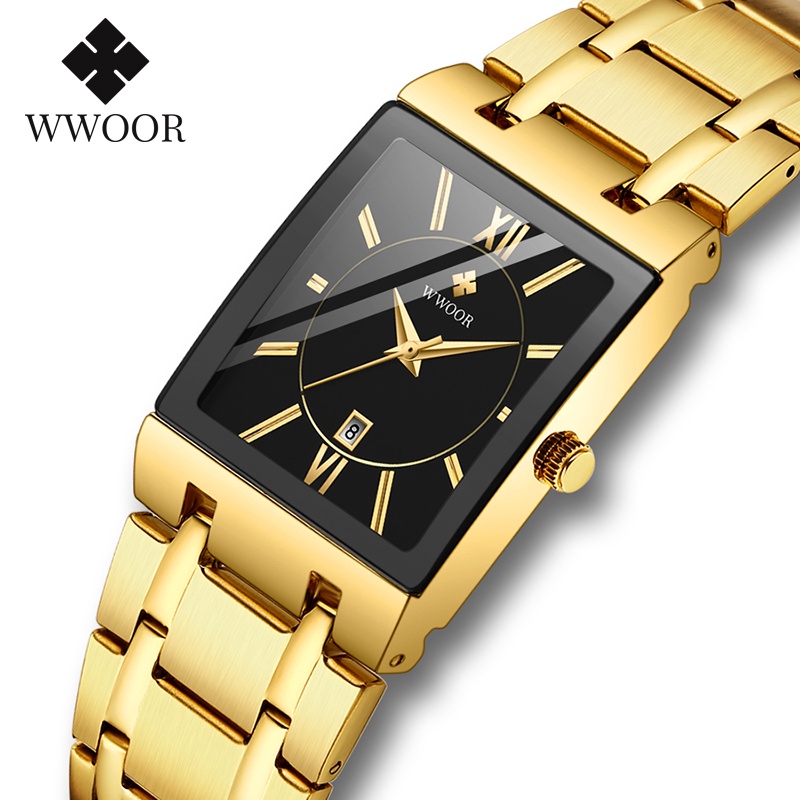 Relojes Para Hombre Elegante Cuarzo Impermeable Oro Negro