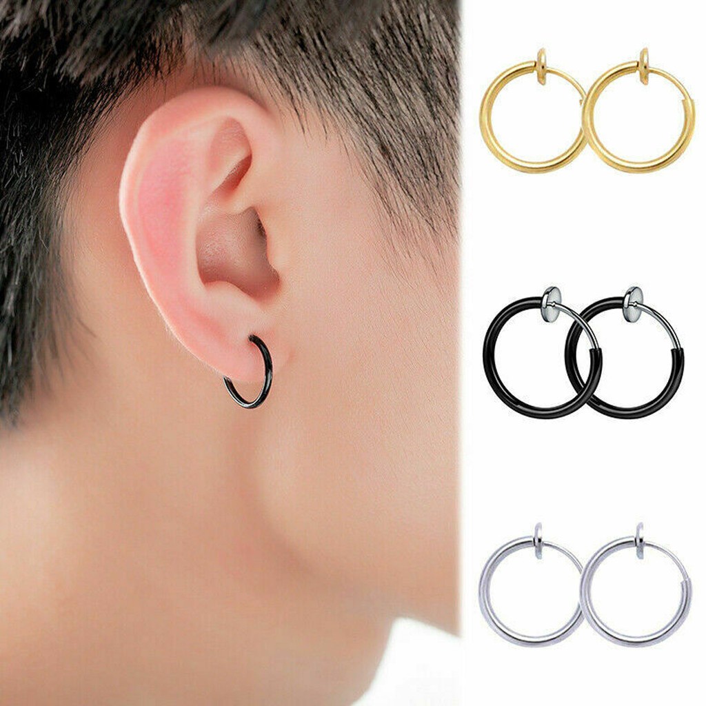 [Baodan] Pendientes De Piercing Retráctiles Sin Hombres/Aro Para Mujeres  Clásicos Hip-hop