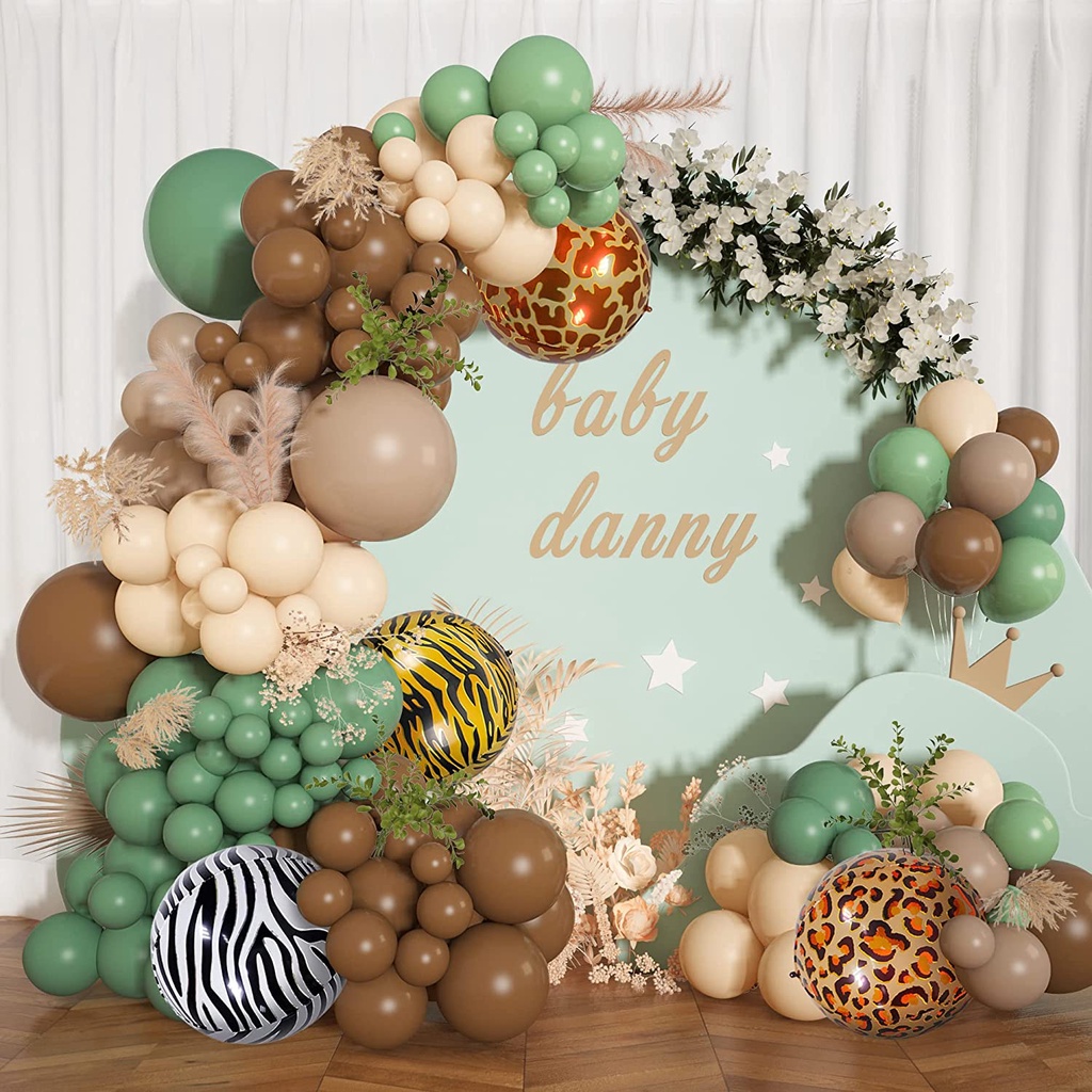  13 globos de animales de safari de la selva, kits de globos de  helio de aluminio Mylar para decoración de fiesta de cumpleaños de niños  con temática de animales : Juguetes