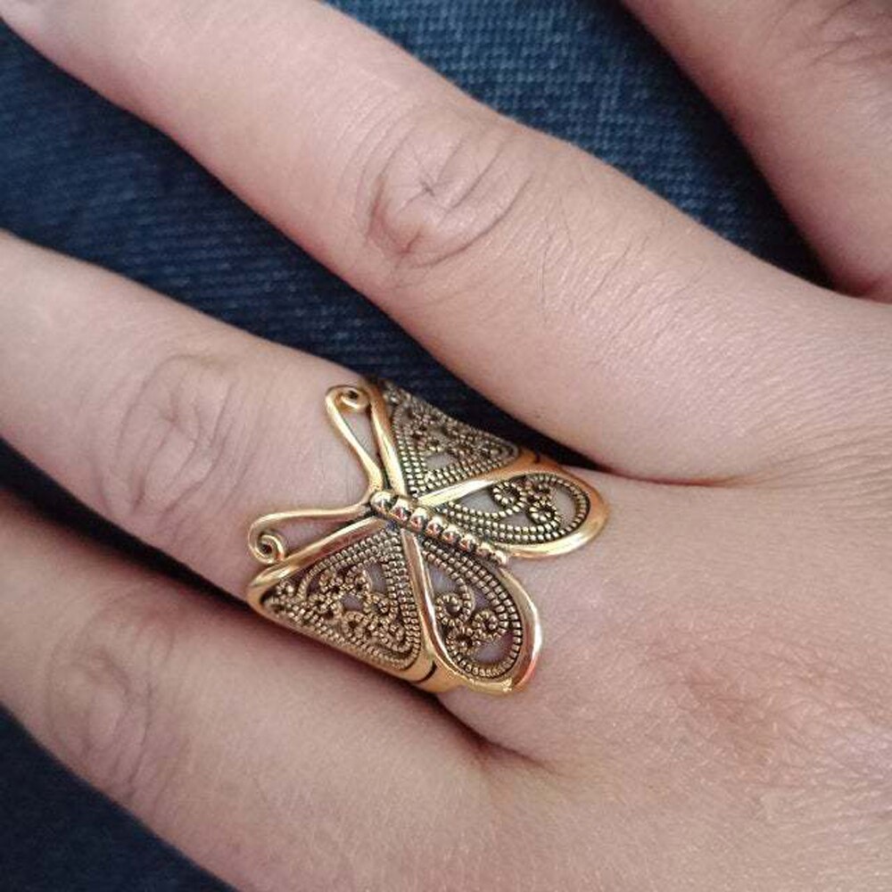 Anillo De Mariposa Retro Oro Plata Filigrana Declaraci n V stago