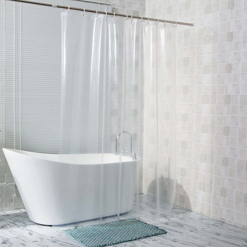 Cortina de baño impermeable, visillo de ducha de plástico PVC,  transparente, antimoho, translúcido, con ganchos