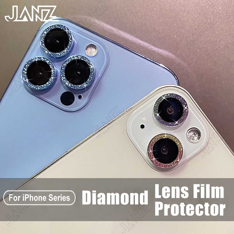 Protector de lente de cámara con brillo de diamante para iPhone 13, 12, 11  Pro Max, Mini anillo de Metal, lente de vidrio, iPhone 14 Plus, cubierta  protectora - AliExpress