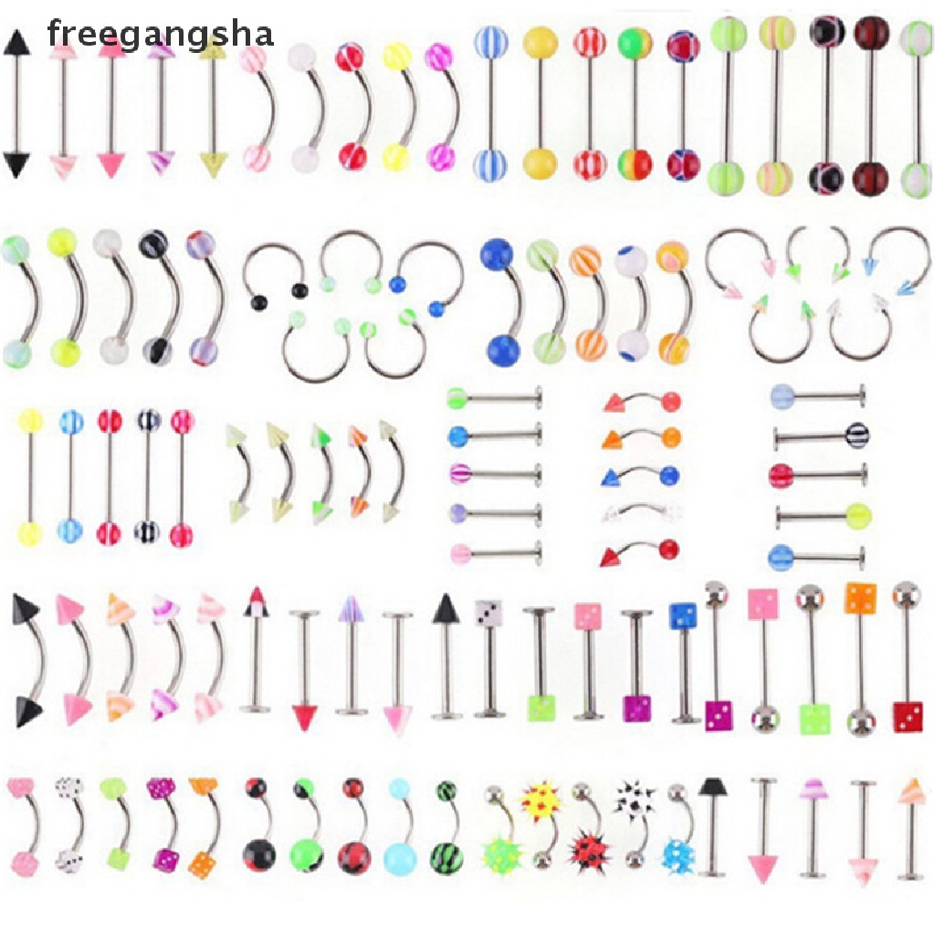 rfe] 105 piezas al por mayor de lotes de masa corporal piercing de cejas  joyería vientre lengua barra anillo fcx | Shopee Colombia