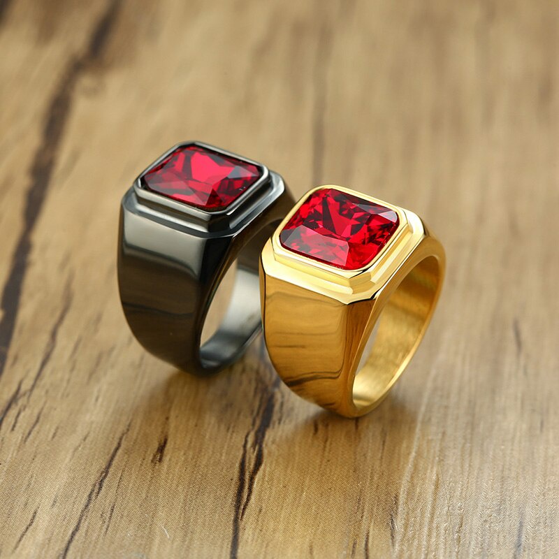 Anillo con piedra online roja hombre