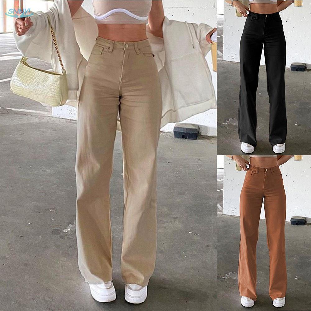 Pantalones vaqueros Vintage para mujer, pantalón de cintura alta, elástico,  estilo Harem…