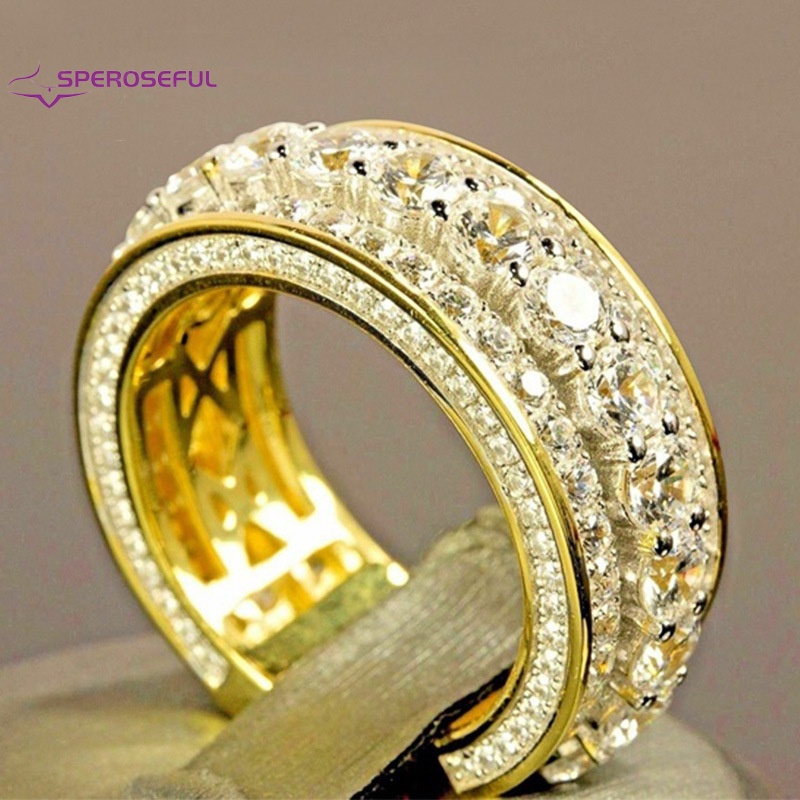 anillos de diamantes completos de oro de 18 quilates para mujeres