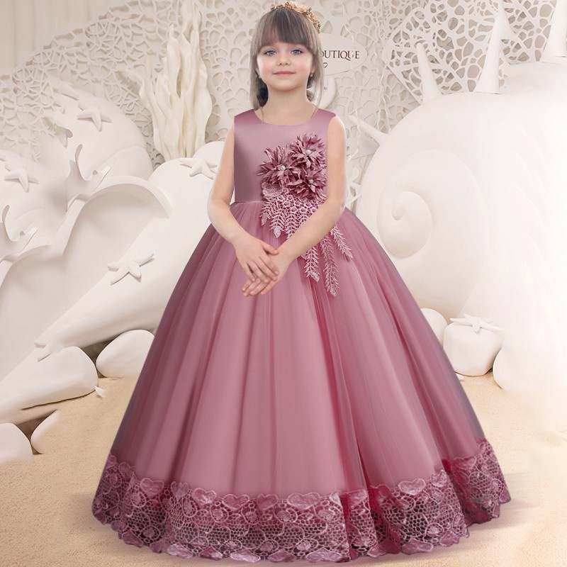 2022 Vestido Formal De Dama De Honor Para Niña Disfraz De Niños Flor Fiesta  Vestidos De Princesa De Encaje Novia De 10 12 Años