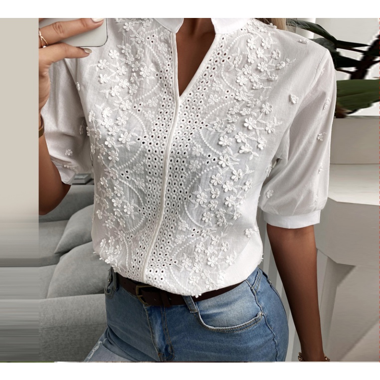 Blusa blanca bordada discount mujer