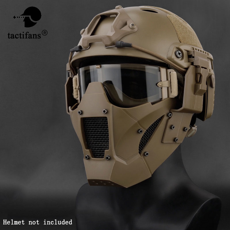 Casco rápido Airsoft de malla de acero para media cara, máscara protectora  y gafas, para juegos de rol CS