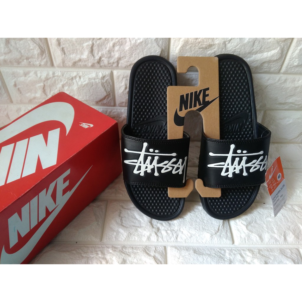 Nike BENASSI STUSSY blanco negro CASUAL Slim chanclas Shopee