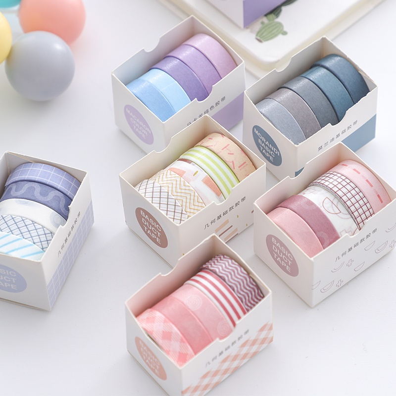 Caja Rainbow con 60 washi tapes delgadas de colores