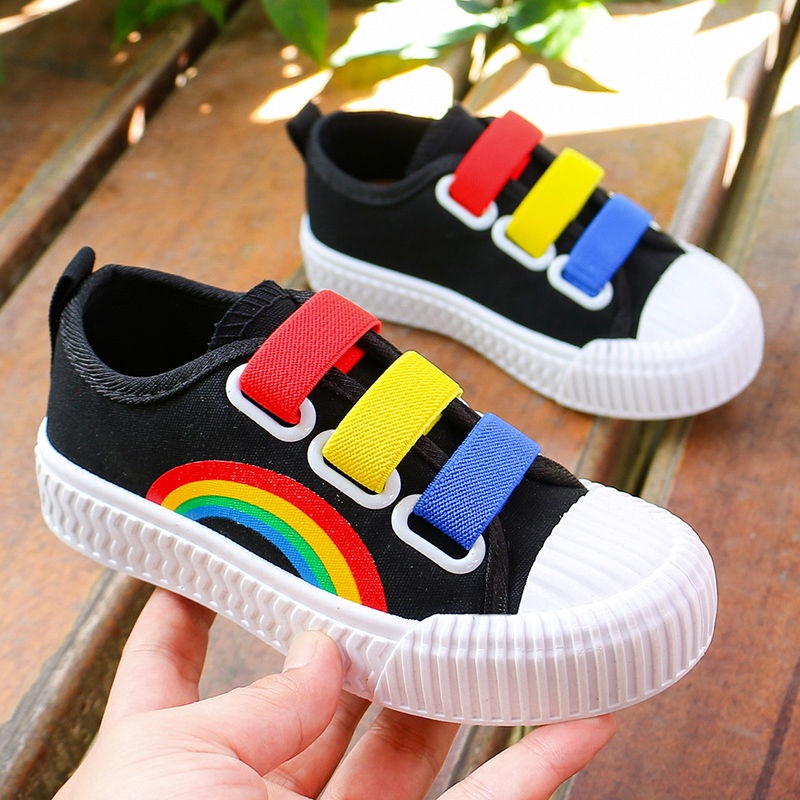 Nueva Moda Zapatos De Lona Ni o Arco Iris Ni os Deslizamiento En