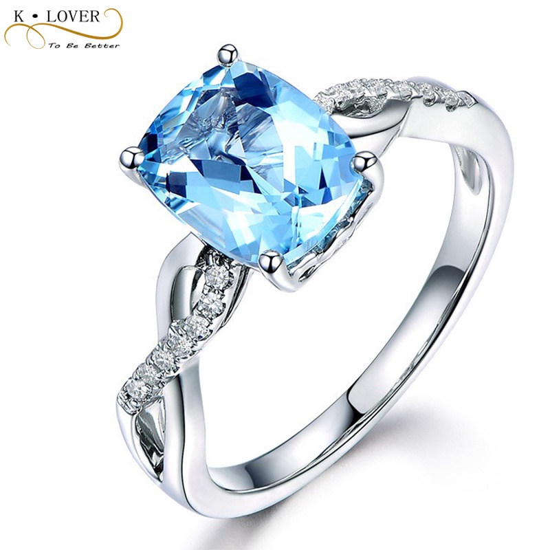 Anillos elegantes de oro de 18k para mujer, joyas con piedras preciosas,  Topacio de cristal azul marino, aguamarina, joyas rellenas, accesorios de  moda - AliExpress