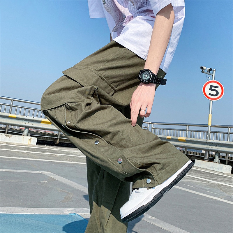 Pantalones cargo anchos discount hombre