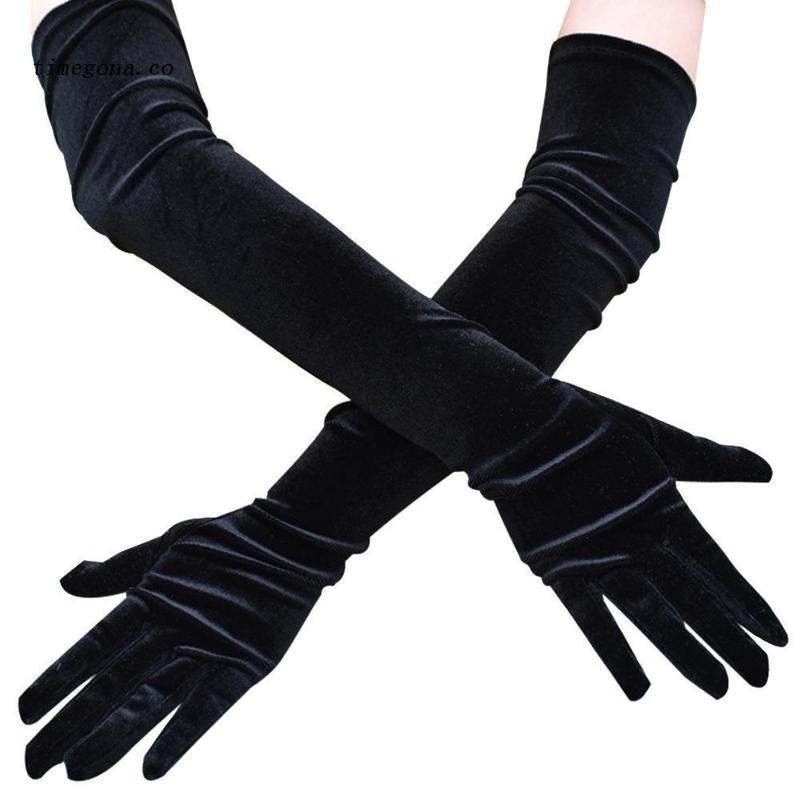 Cosysparks Guantes negros largos, 1920 guantes largos mujer 20.5 pulgadas  de elasticidad guantes largos negros mujer para bailes de bodas de  Halloween: : Moda