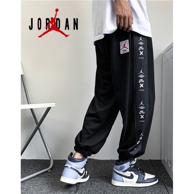 NIKE 100 % Original AIR JORDAN Pantalones De Chándal Para Hombres AJ  Bordado Cuerda Lateral Tendencia Parejas Sueltas Recta Algodón Jogging