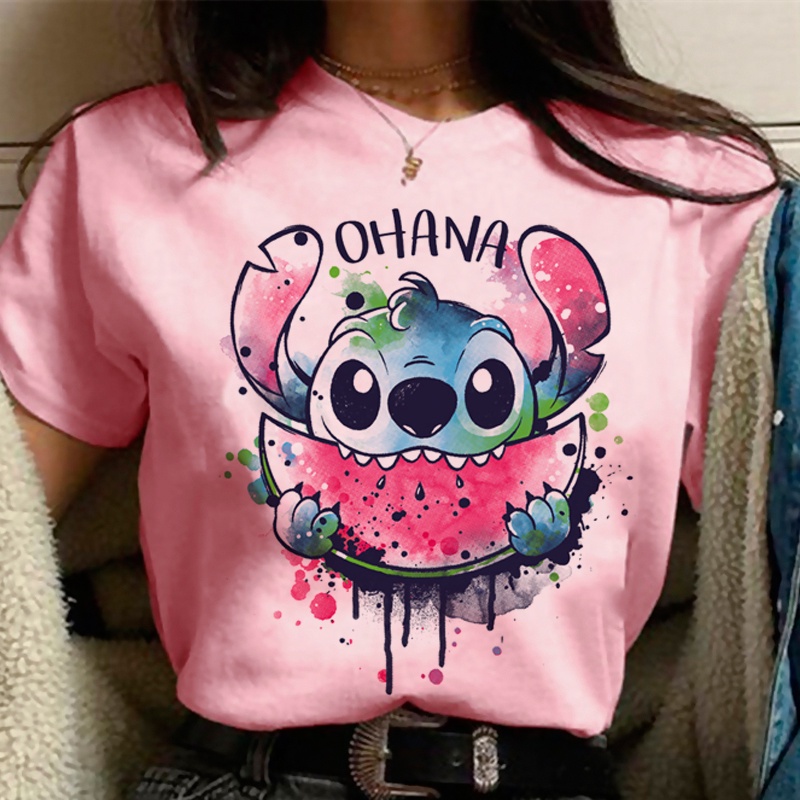 Camiseta de Lilo & Stitch para niño y niña, ropa informal Kawaii