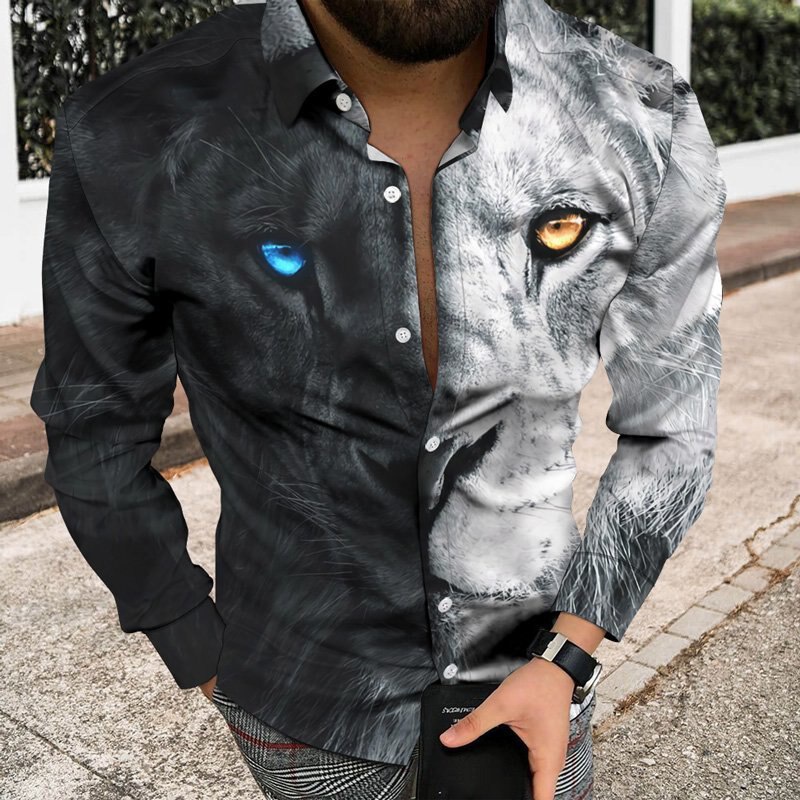 Camisas G ticas De Le n Con Estampado 3d Para Hombres Camisa