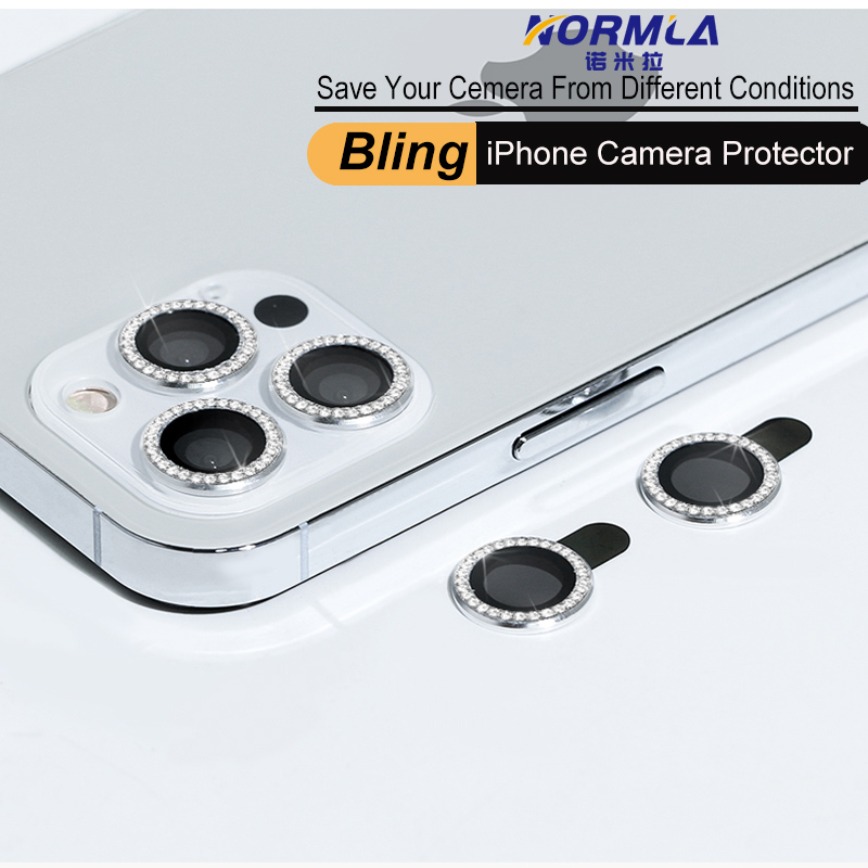 Protector De Cámara iPhone Para 12 Pro Max Lente , Cubierta Trasera De La  Diamante 3D Bling , 11 De Vidrio Templado De Aleación De Aluminio Anillo De  Decoración Película-Colorido