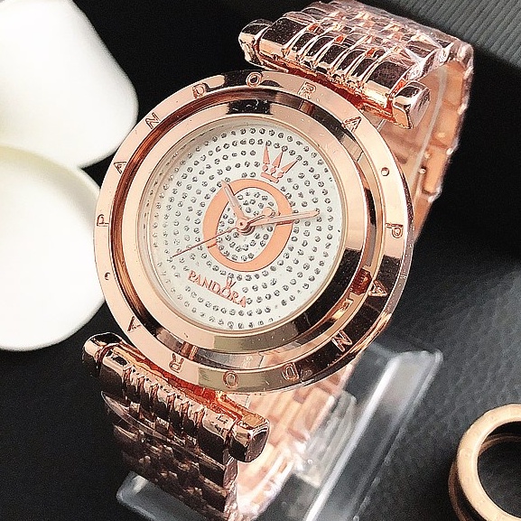 Pandora Reloj De Cuarzo Con Esfera De Diamantes De Moda Para Mujer