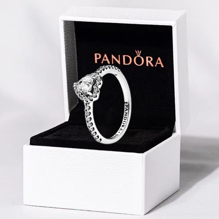 Anillo De Plata Original Pandora S925 Coraz n Brillante Diamante