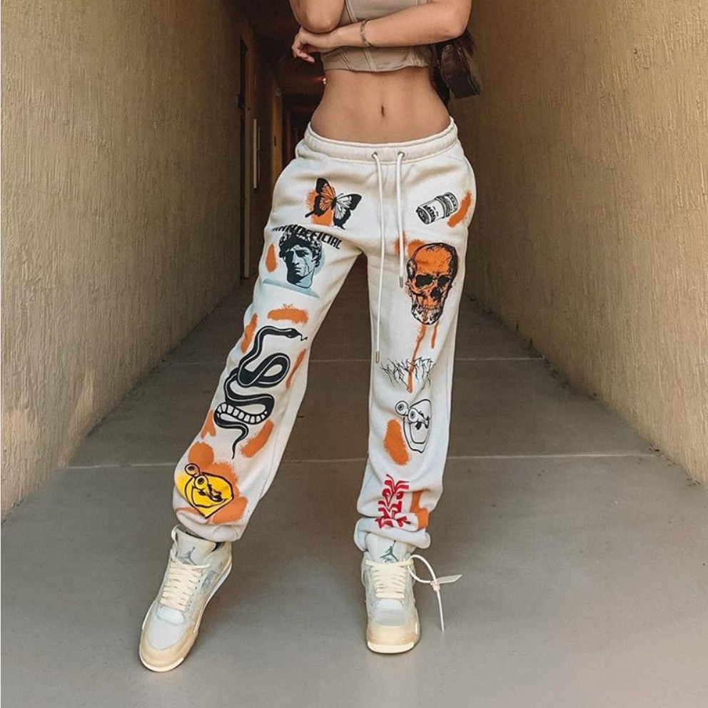 Mujeres Pantalones De Sudor Harajuku Cartoon Impreso Jogger 2023 Cordón De  Carga Streetwear Casual Sweatpant