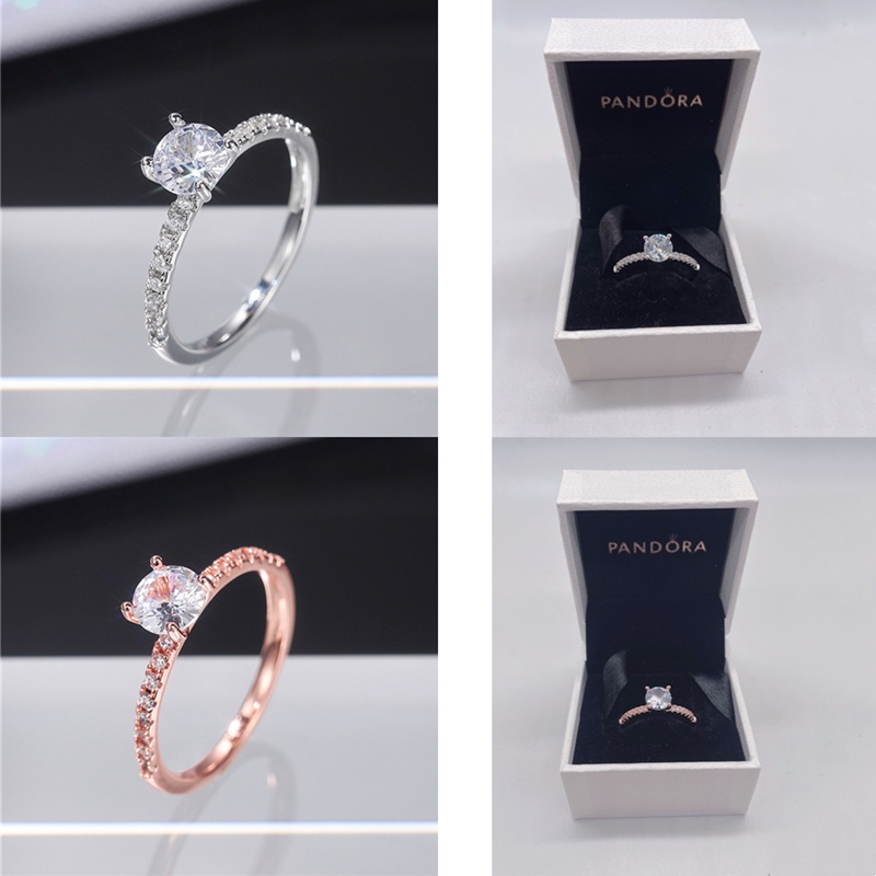 Anillo De Promesa Pandora Con Caja Mujer 925 Plata Eternidad