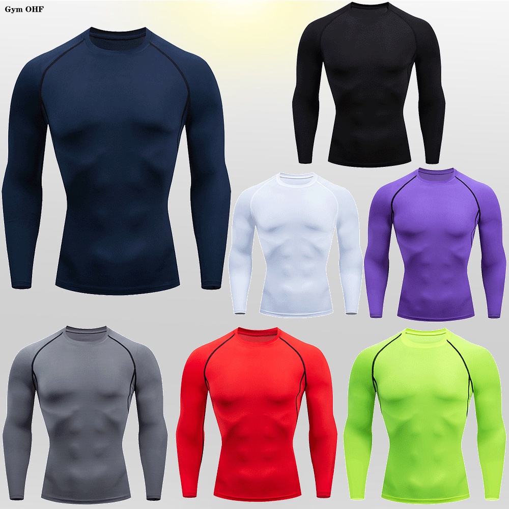 hombres camisetas fitness runing joggers gimnasio compresión camisa de  manga larga camisetas para hombre